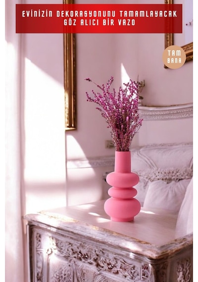 Dekoratif Vazo Obje Ev Dekorasyon Masa Üstü Dekor Vazo Model 5 Pembe Pembe