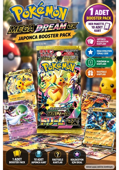 Pokémon Kart Mega Dream Ex Japonca Booster Pack 10 Kart Koleksiyon Paketi 1 Adet