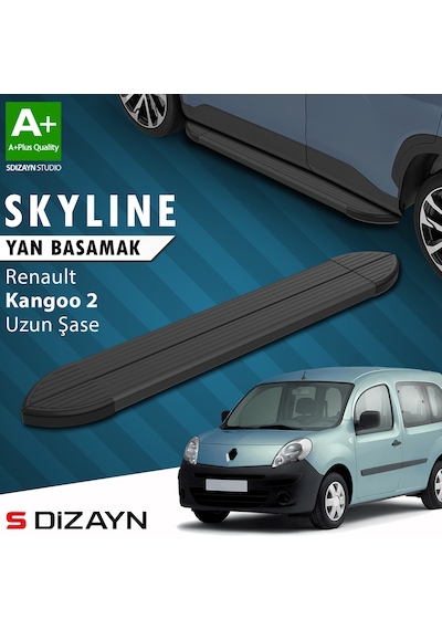 S-dizayn Renault Kangoo 2 Uzun Şase Skyline Siyah Yan Basamak 223 Cm 2008-2020 A+ Kalite
