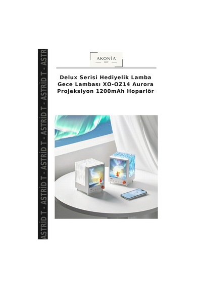 Delux Serisi Hediyelik Lamba Gece Lambası Xo-oz14 Aurora Projeksiyon 1200mah Hoparlör Çok Renkli