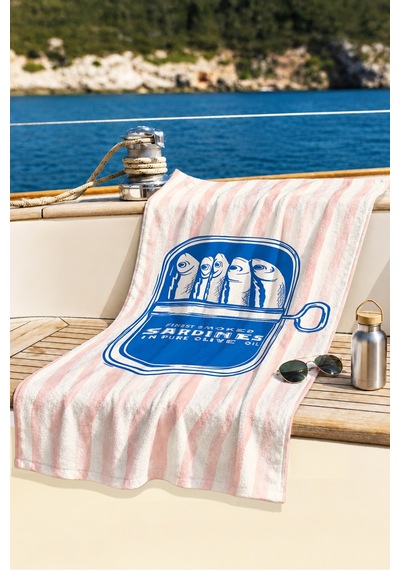 Sardalya Konserve Marine Çizgili Plaj Havlusu-akdeniz Stil Pembe Mavi Hızlı Kuruyan Mikrofiber Havlu Eski Şakayık
