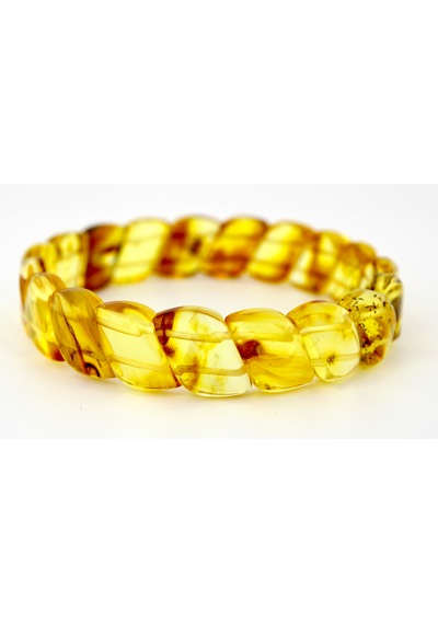 Kehribar Bileklik Fosilli Roleks Özel Tasarım Ambergold Blk23-49 Çok Renkli