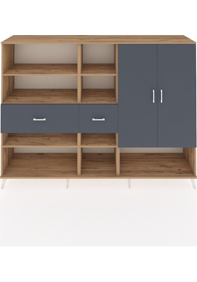 Hyperion Dolap 10 Raflı 2 Çekmeceli 2 Kapaklı 220x44x163 Çam-antr Çam-antrasit