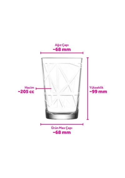 Lav Line Cam Su Bardağı 6'lı 205 ml