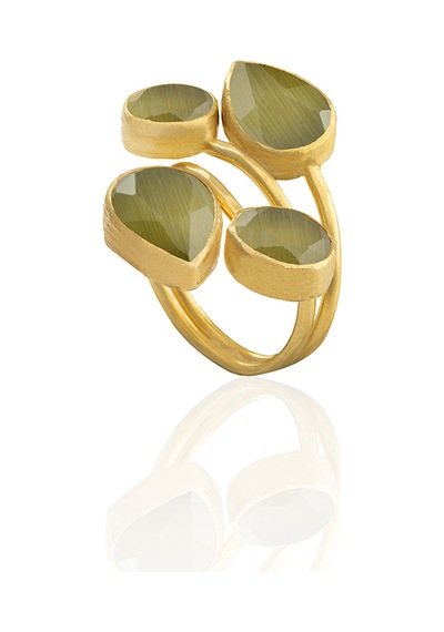Kadir Jewellery 22 Ayar Altın Kaplama Zirkon Taşlı Kadın Vintage Yüzük Yeşil 43363432