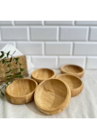 6'lı %100 Bambu Sosluk Çerezlik / Kahvaltılık Çok Amaçlı Bambu Kase Bambu