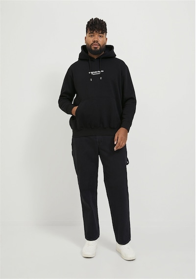 Jack & Jones Logo Baskili Sweatshirt - Büyük Beden 12244912 Black Koyu Siyah