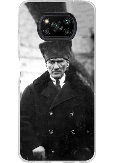 Poco X3 - X3 Pro Uyumlu Mustafa Kemal Atatürk Portre Baskılı Silikon Kılıf Renkli