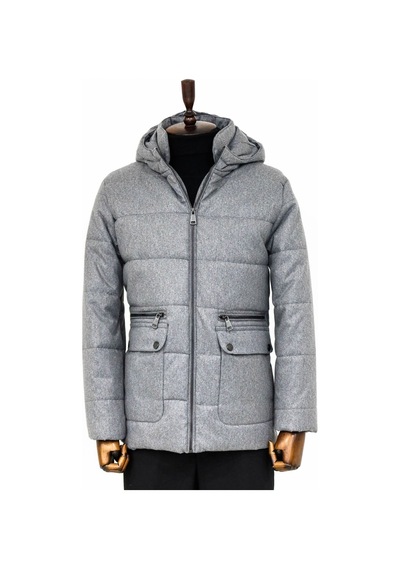 Wessi Slim Fit Kapüşonlu Gri Erkek Şişme Mont Gri