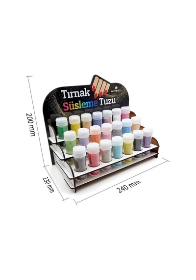 Artikel Renkli Tırnak Süsleme Tuzu Standı Nail Art 21 Adet