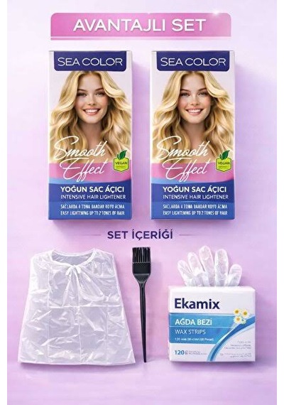 Sea Color Yoğun Saç Açıcı 4-6 Tona Kadar Kolay Açma 2 Kutu+fırça
