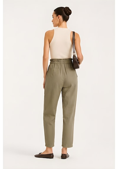 Lili Woman Kadın Premium Cep Kapaklı Gabardin Pantolon Relaxed Fit P.p006 Olive