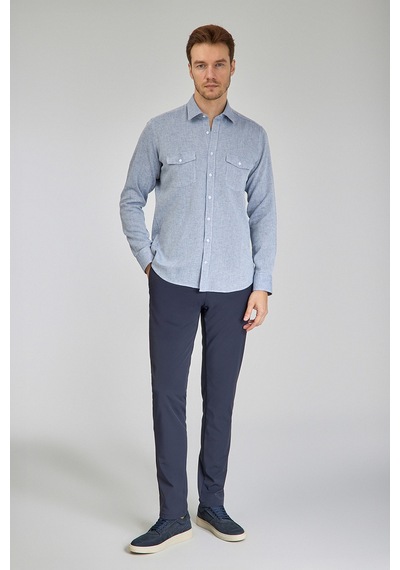 Bisse Sp Yaka Regular Fit Uk Gömlek Çift Cep Mavi Gmktn3sp224007 D35 Mavi