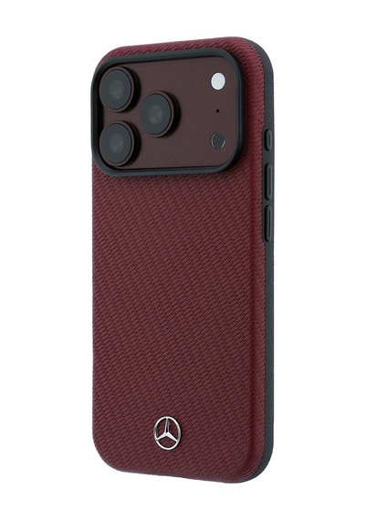 Apple Uyumlu iPhone 18 Pro Max Kılıf Mercedes Benz Lisanslı M-safe Uyumlu 3d Metal Logolu Wrap Wood Kapak Bordo