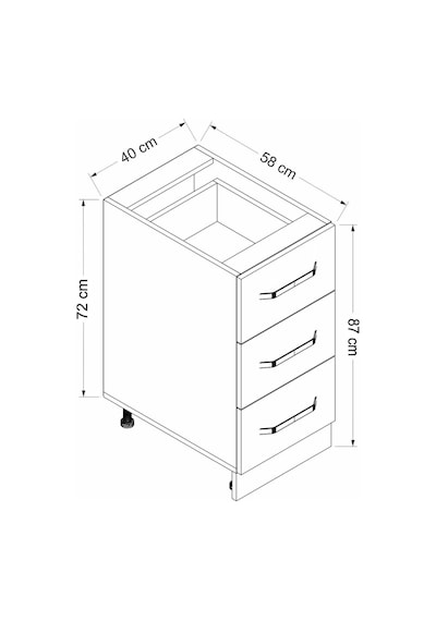 Minar Mutfak Alt Modül 3ç Nray 40cm Dolap Beyaz/dore - D1