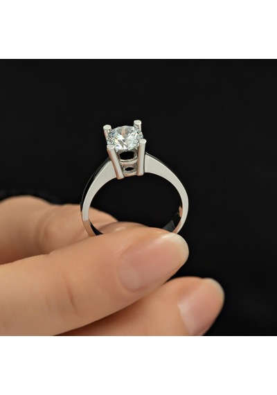 4 Tırnak Swarovski Taşlı Gümüş Yüzük