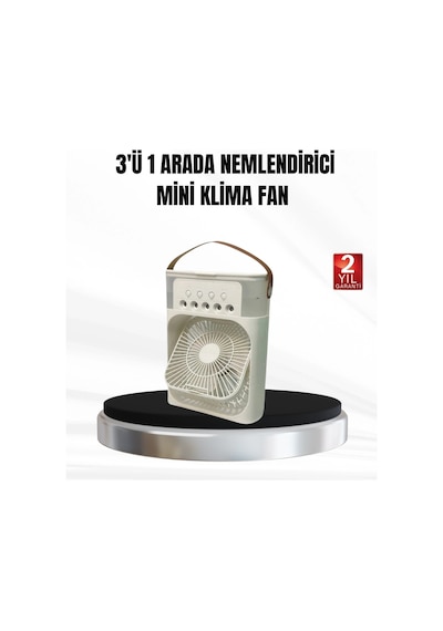 Hubrendy Kargo 3 Ü 1 Arada Mini Klima Fan Usb Şarjlı, 7 Renk Gece Lambalı Ve Nemlendirici