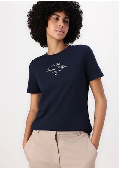 Tommy Hilfiger Kadın Logo T-shirt Lacivert