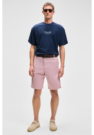 Grimelange TEEMO Erkek Yanları Cepli Fermuarlı Likralı Slim Fit Pembe Şort