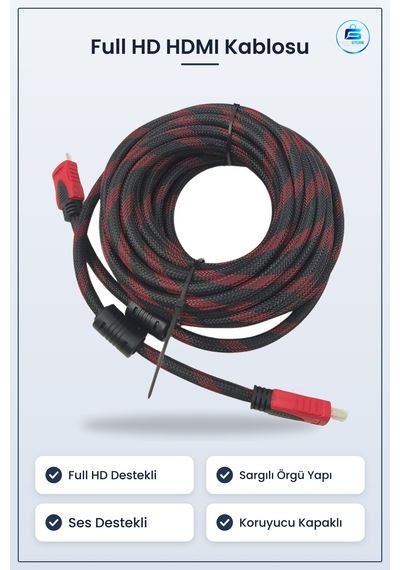Hdmı Kablosu Full Hd Sargılı Görüntü Aktarma Ses Destekli Uydu Bi