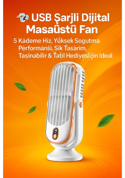 Taşınabilir Fan Usb Şarjlı, Dijital Kontrollü, Yüksek Performanslı Soğutma Kapalı Ve Açık Alanlar Beyaz - 737582599