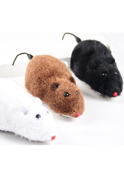 Buffer Kurmalı Kedi Eğitim Oyuncağı Tüylü Peluş Fare Yakalama İnteraktif Sevimli Eğlenceli Oyuncak
