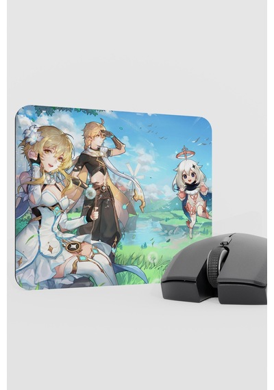 Aether Lumine Genshin Impact Anime Gacha V5 - 22x18 Gaming Mouse Pad Fare Altlığı