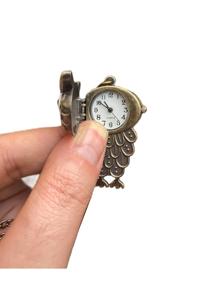 Schulzz Owl Art Baykuş Motifli Köstekli Zincirli Quartz Cep Saati