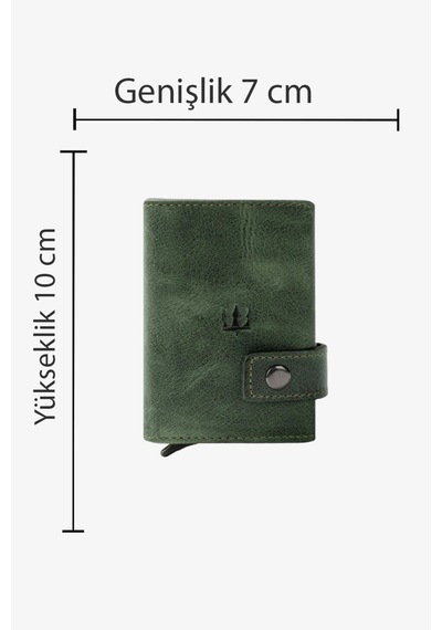 Getto Deri Moon Mekanizmalı Hakiki Deri Minimal Kişiye Özel İsim Baskılı Kartlık Piton Yeşil