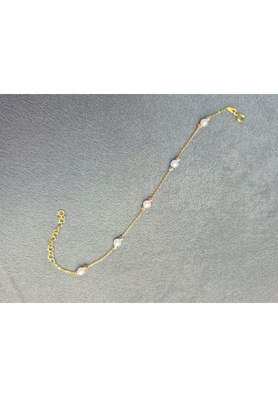 925 Ayar Papatya Silver 3 Renk İncili Dorica Bileklik Rose,gold,rodaj