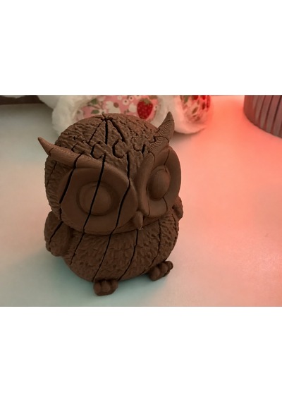 3d Baskı Hareketli Baykuş Figürü - Eklemli Flexi Oyuncak - Kahverengi