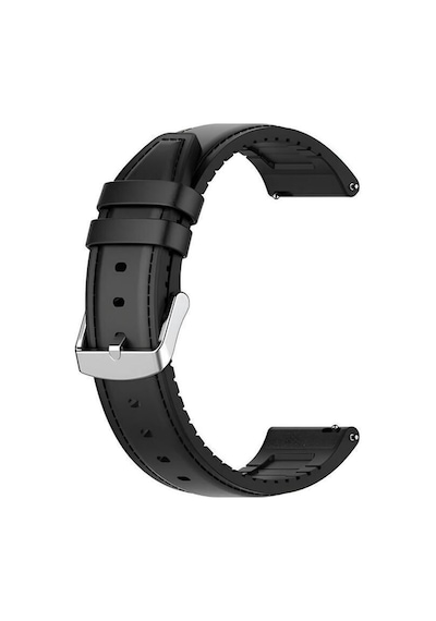 22mm Fs4812 Siyah Hakiki Deri Silikon Kaplama Saat Kordonu Kayışı 46mm Diğer