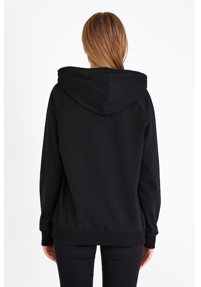 MMetalic Kadın Siyah Kapüşonlu Basic Örme Sweatshirt