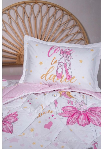 Clasy %100 Pamuk Tek Kişilik Uyku Seti Lastikli Çarşaflı Ballerina V1 Pembe Pembe