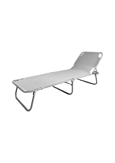 Bysay Katlanır Şezlong, Gri, Metal İskelet Ve Dayanıklı Kumaş, 55x188x27 Cm, Kamp, Plaj, Bahçe Kullanımı İçin Çok Renkli