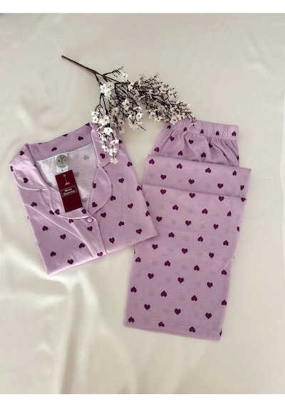 Mh Moony Homewears 2'li Kalbim Lila Penye Pijama Takımı LILA