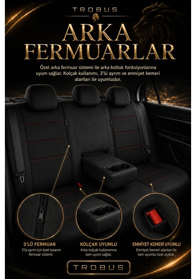 Subaru Impreza 2008-2011 Uyumlu Lion Serisi Siyah Kırmızı Oto Koltuk Kılıfı