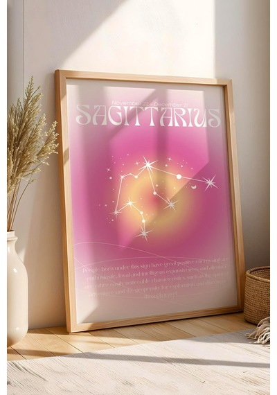Sagittarius Yay Burcu Çerçeveli Tablo Aura Enerji Renkleri Astrolojik Takım Yıldızı Sembolü