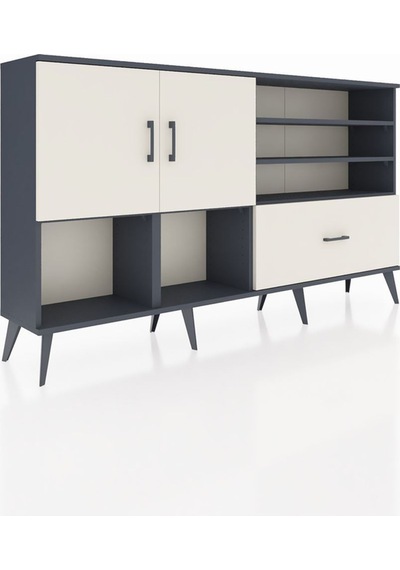 Arges Konsol 7 Raflı Tek Çekmeceli 2 Kapaklı 176x30x99 Antrasit-aytaşı Aytası - Antrasıt Arges Konsol 7 Raflı Tek Çekmeceli 2 Kapaklı 176x30x99 Antrasit-aytaşı Aytası - Antrasıt