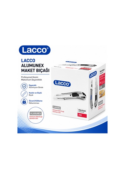 Lacco Alumunex Alüminyum Maket Bıçağı Profesyonel Metal Gövdeli Falçata Maket Karton Koli Kesme Bıçağı 1 Adet