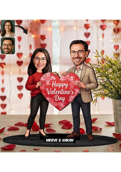 Bk Gift Kişiye Özel Sevgili Karikatürlü Ahşap Biblo -32, Fotoğraftan Karikatür, Sevgililer Günü Hediyesi, Ev Hediyesi Kobitmeyencom36359 Bk Gift