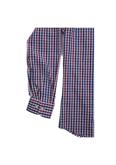 Giant Erkek Uzun Kol Kareli Gömlek - Minimalist Stil Bordo