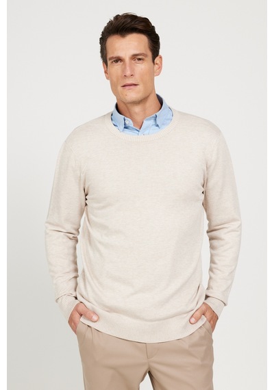 AC&Co / Altınyıldız Classics Erkek Bej Melanj Standart Fit Normal Kesim Bisiklet Yaka Triko Kazak Bej Melanj AC&Co / Altınyıldız Classics Erkek Bej Melanj Standart Fit Normal Kesim Bisiklet Yaka Triko Kazak Bej Melanj