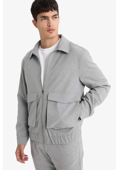 Defacto Relax Fit Polo Yaka Fermuarlı Mont F0417ax25augr377 Gri