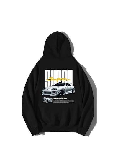 Brz Collection Unisex Oversize Toyota Supra Mk4 Hoodie Siyah