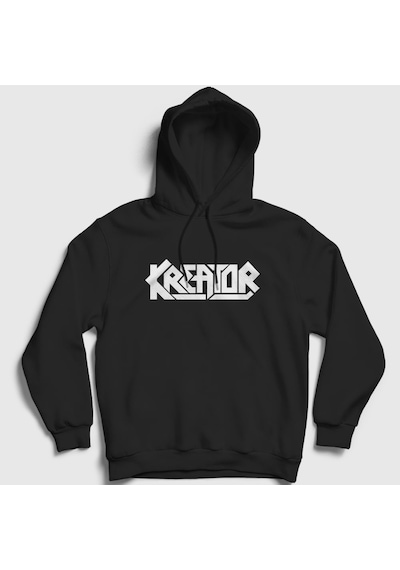 Presmono Unisex Logo Kreator Kapüşonlu Sweatshirt Siyah