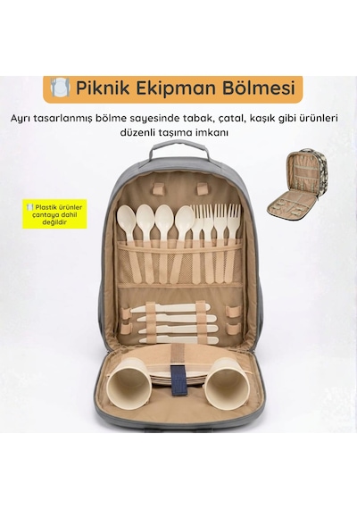 Termal Piknik Sırt Çantası 20 Lt İzolasyonlu Bölmeli Outdoor & Kamp Çantası-309 Mavi