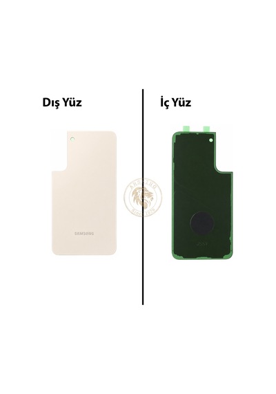 Samsung Galaxy S22 Plus Krem Renk Arka Kapak Arka Cam Batarya Kapağı Pil Kapağı Lazer Kesim Back Cover Galaxy S22 Plus Uyumlu