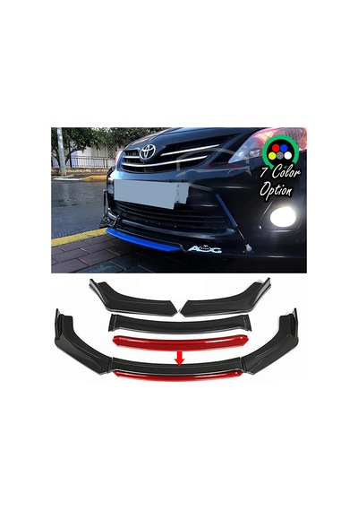 Toyota Corolla Uyumlu Uyumlu 2015 - 2017 Kırmızı Renkli Ön Lip 4prç P.siyah Abs