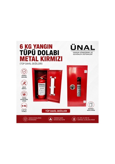 6 Kg Yangın Tüpü Dolabı Metal Kırmızı Yangın Söndürücü Kabini Tüp Dahil Değildir
